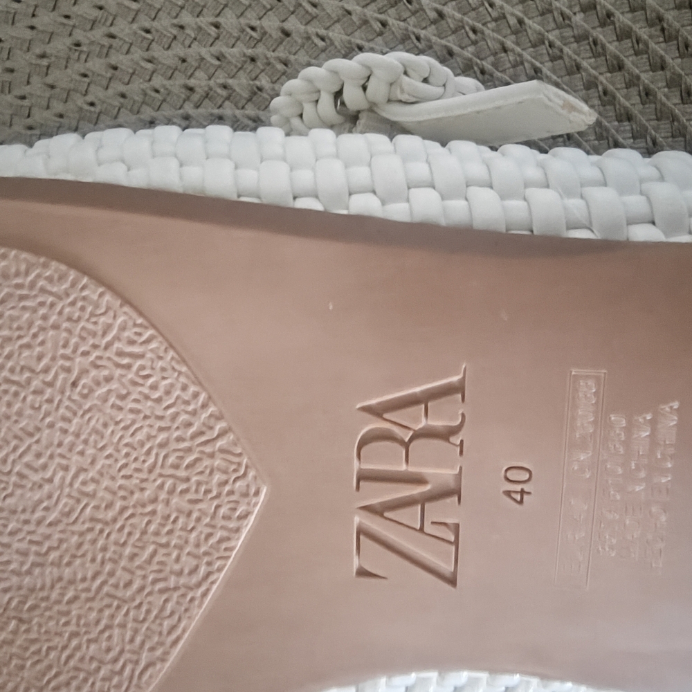 Zara Womens Cream Woven Mary Jane Shoes - Picture 2 of 4